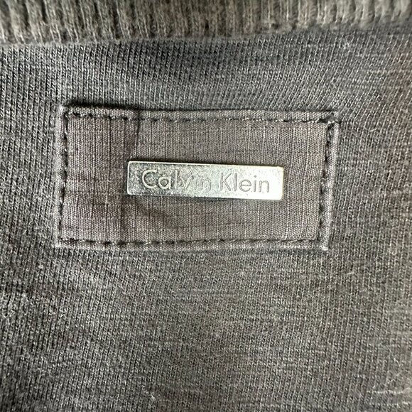 Calvin Klein Knit Sweatshirt Jacket Military Style Mixed Media - Picture 7 of 7